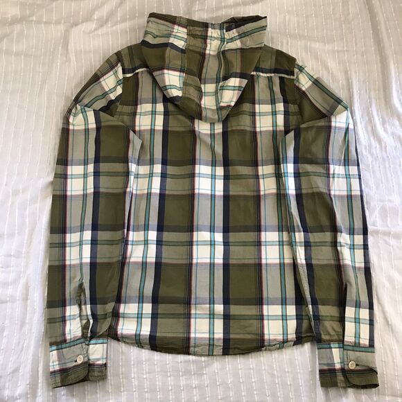 Hollister Olive Green Plaid Cotton Long Sleeve Hoodie Mens Shirt NEW - XL - Picture 4 of 8